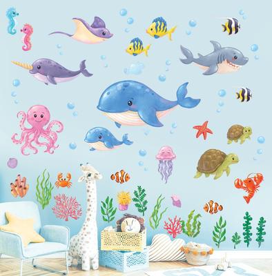 DECOWALL Underwater Wall Stickers Tropical Jellyfish Perfect for and DIY Wall Transfer Stickers Wall Art Stickers for Room Living DS12-8081 - Whales,