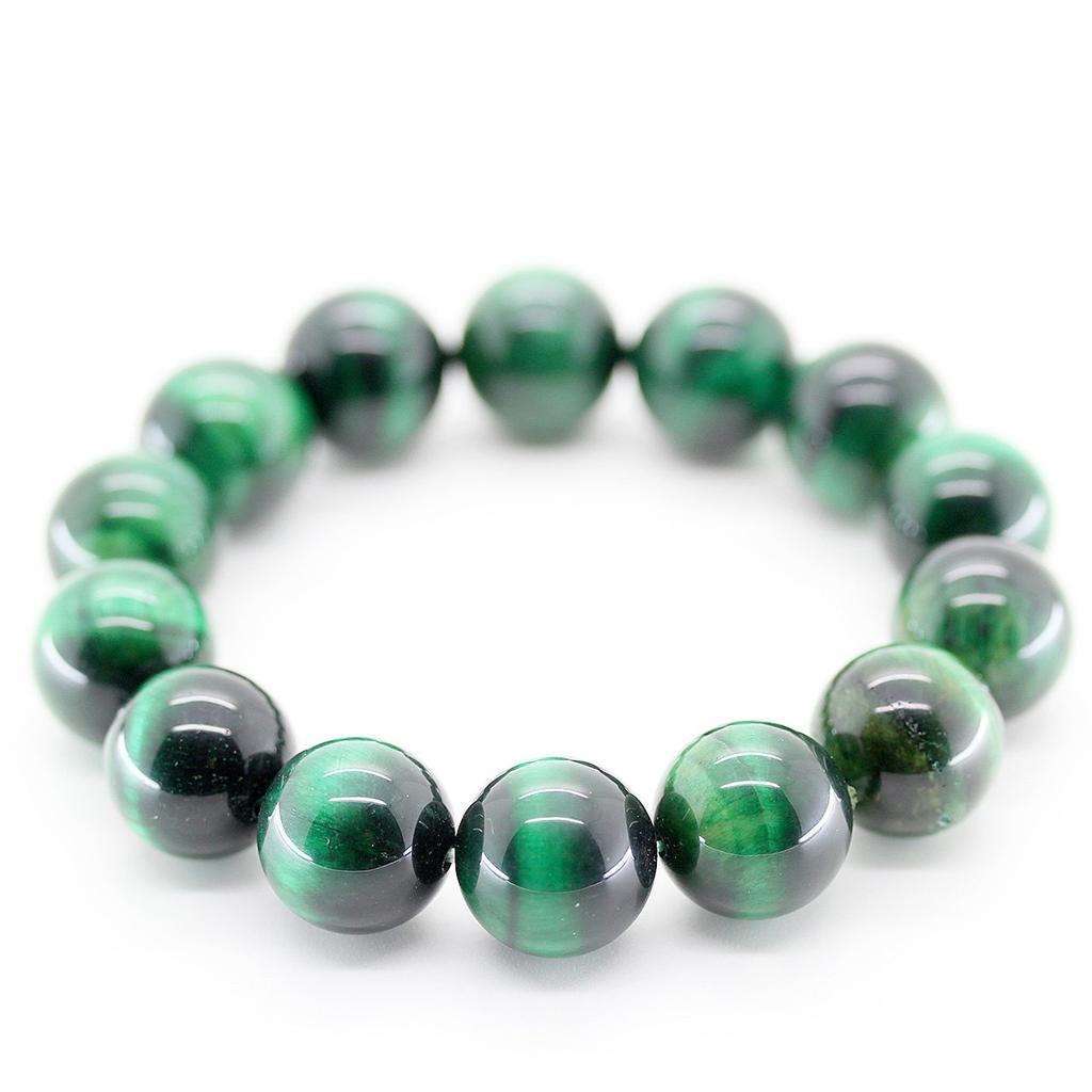 [Ishiki] Green Tiger Eye 16mm Prayer Beads Bracelet, Natural Stone, Power Stone, Good Luck with Money, Career, and Wealth [b315]