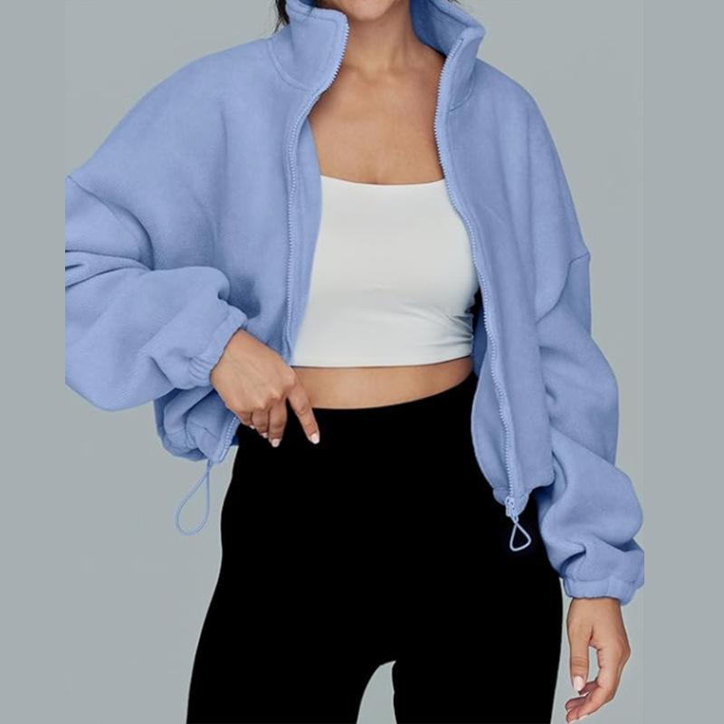 Women's Autumn and Winter Plus Size Loose Standing Collar Cardigan Zipper Sweatshirt