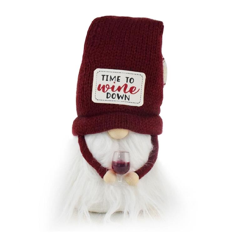 

Red Wine Facelesses Doll Handmade Red Wine Gnomes Plush Scandinavian Swedish Tomte Gnomes Decorations for Home Office 1