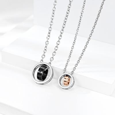 Korean Version New Beauty and Beast Titanium Steel Couple Necklace for Men and Women Pendant
