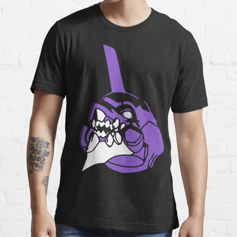 Plus Size Anime Evangelion Printed Unisex T Shirts Round Neck Cotton Tops Summer Casual Black Tees