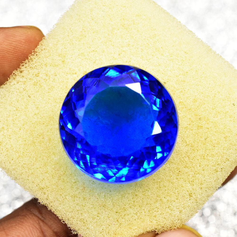 

Blue Lab-Created Sri Lankan 56 Ct Round Shape Sapphire CERTIFIED Loose Gemstone 24 mm синій