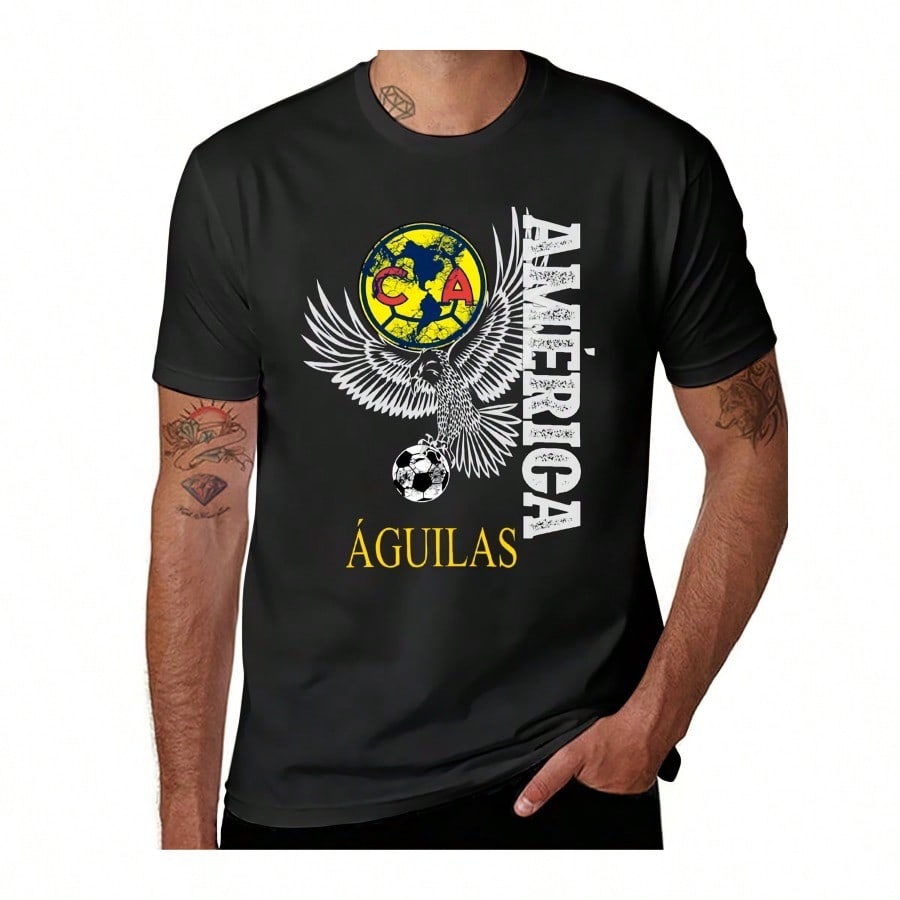 

Mexico Football Team Aguila Graphic TShirt Mens Casual Crew Neck Short Sleeve Tee 100 Cotton Knit Fabric Regular Fit 4XL