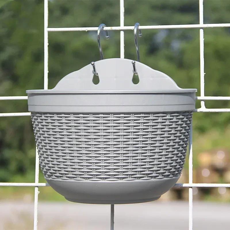 

Уличные оригинальные настенные подвесные цветочные горшки, пластиковые полукруглые подвесные корзины, горшки для рассады, садовое украшение серый