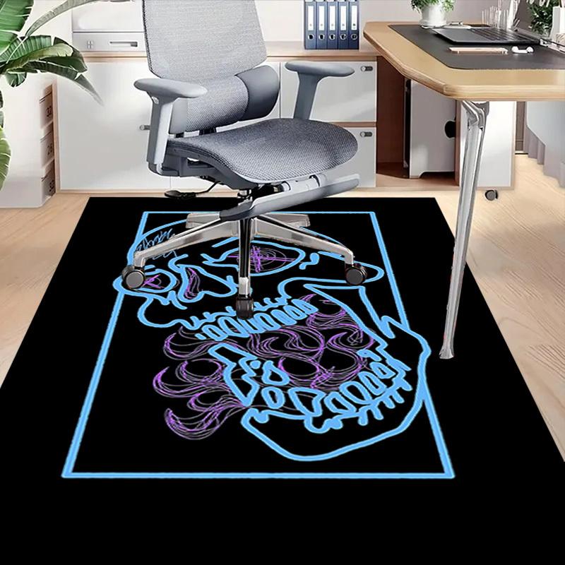 1pc Skull Hair Home Office, Durable Polyester Floor Mat with Easy, Office Decor, Urban Style, Nonslip Backing