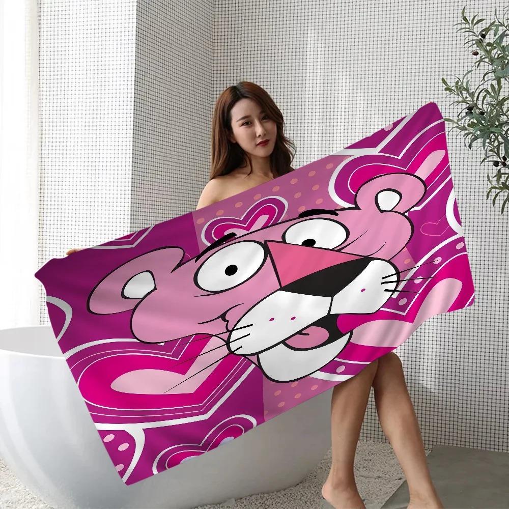

Cartoon P-Ink P-Panther Anime Printed Beach Towel Quick drying Lightweight Soft Swimming Pool Towel W40*H60(CM)