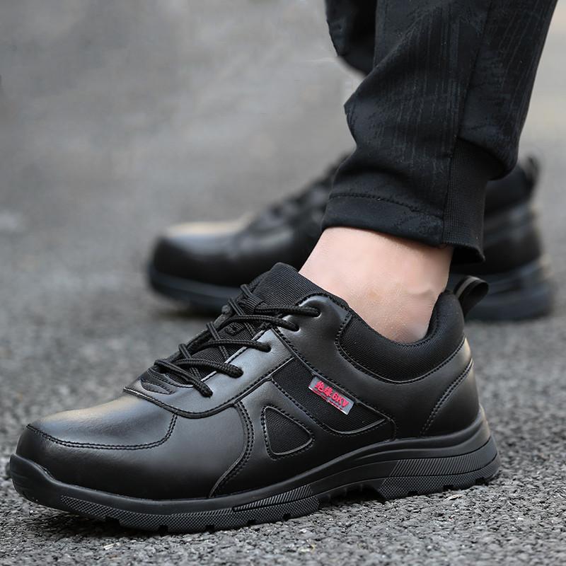 Men's Casual Steel Toe Cap Working Safety Shoes Soft Leather Insulated Sneakers Worker Tooling Security Boots Protect Footwear