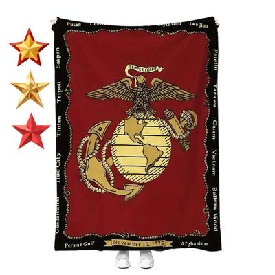 Army Fan Marine Badge Print Army Flag Style Sofa Cozy Lounge Cover Blanket Blanket for Men's Best Gift Sofa Bedroom Blanket