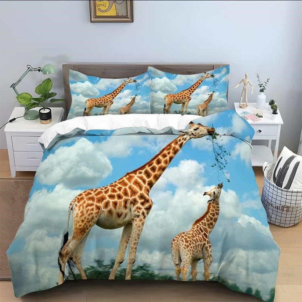 Animal Giraffe Duvet Cover 3D Digital Printing Three-Piece Bedding Set