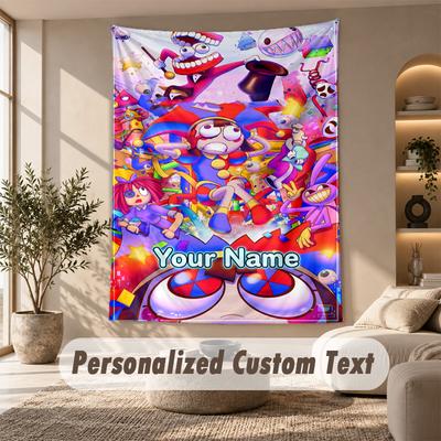 The Amazing Digital Circus Tapestry, Personalized Custom Text, Wall Hanging Tapestry For Living Room Home Wall Decor