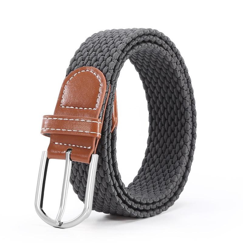 Unisex Casual Stretch Canvas Gürtel mit Leder Dornschließe