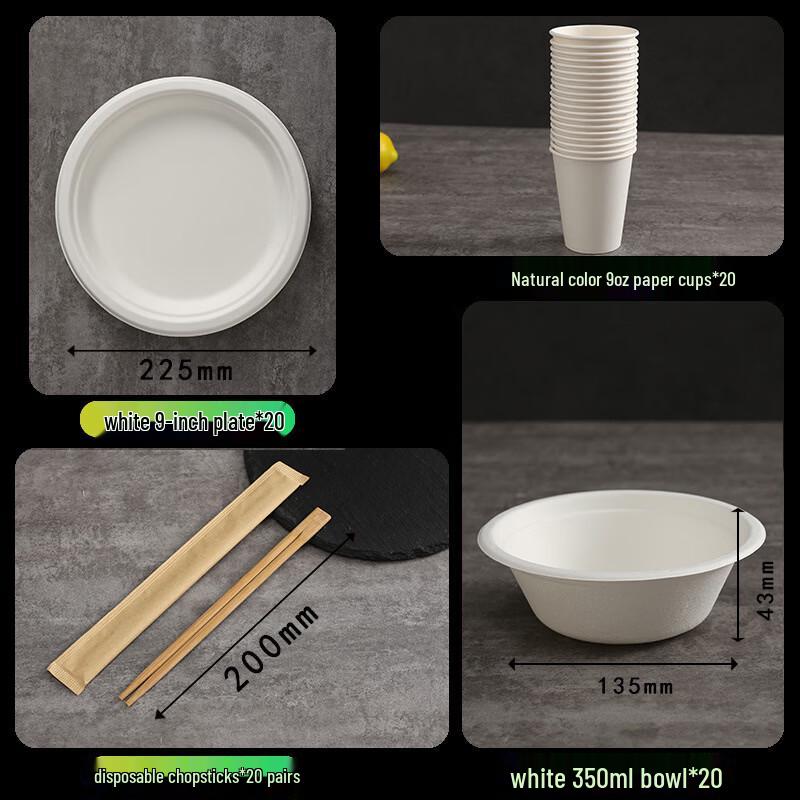 

OIMG Degradable Paper Tableware Set