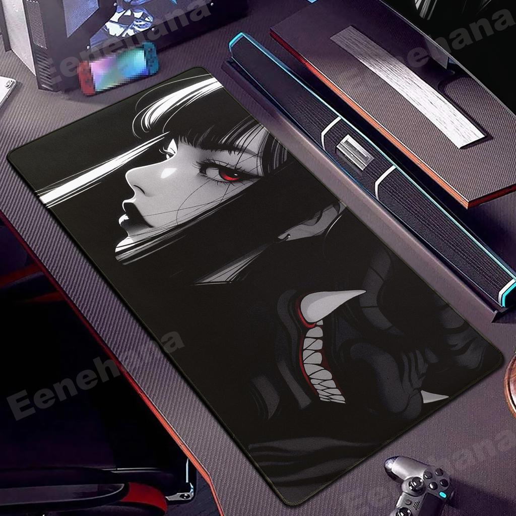 Devil Mask Rubber Mousepad Anime Goth Girls Gaming Mouse Mat Gamer Locking Edge Computer Mouse Pad Big Office HD Print Desk Mat