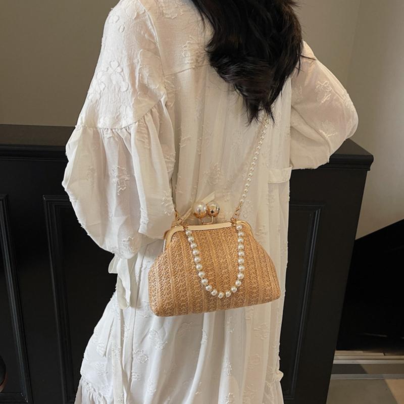 Summer Woven Straw Tote Bag Casual Beach Vacation Women Shoulder Bags Large Capacity Female Handbag KTB