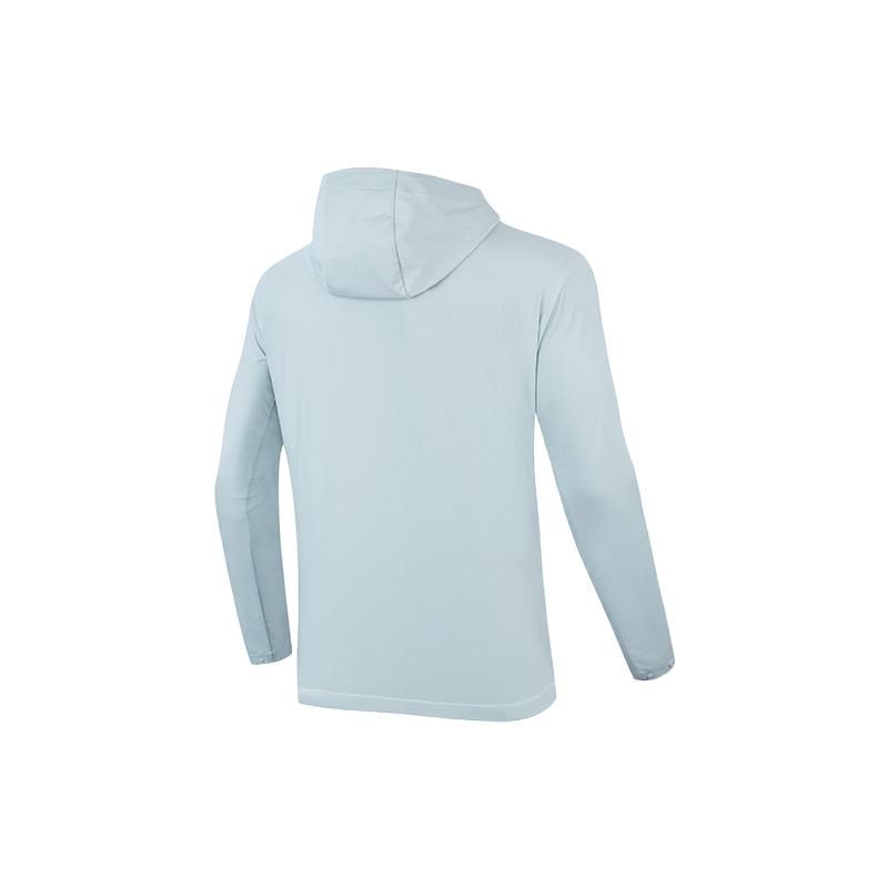 Anta Training Series Solid Color Logo Zip-Up Hooded Long Sleeve Jacket Men Jackets Light-Blue 152337616-1
