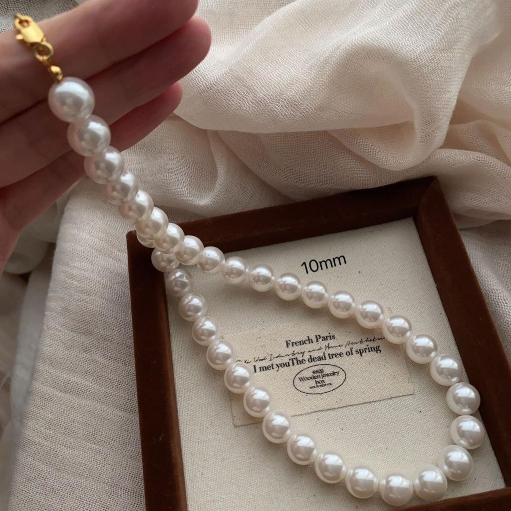 Versatile Necklace, Super Bright Pearl Neck Chain, French Unique Retro Mini Summer Light Luxury Niche