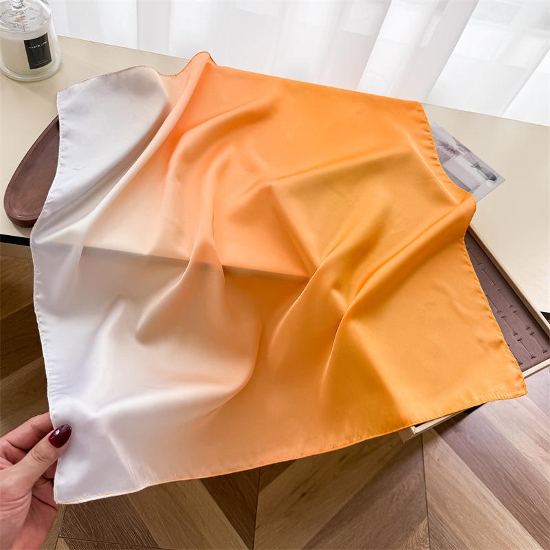 New Gradual Change Simulation Silk Printing Silk Scarf Small Square Scarf High Sense Shawl Sunscreen Neck Scarf Headscarf Women