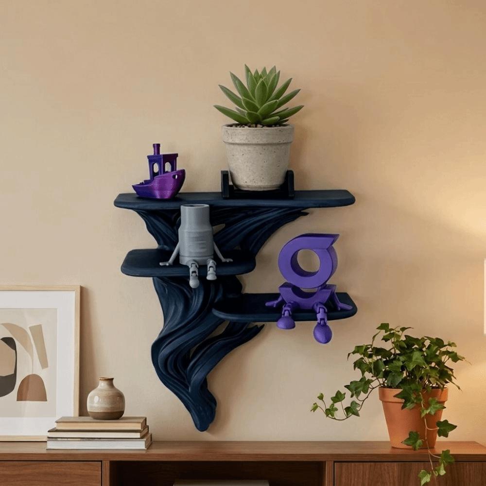 Stable Three Tier Wall Rack Irregular Shape Wall Storage Rack Collectibles Display