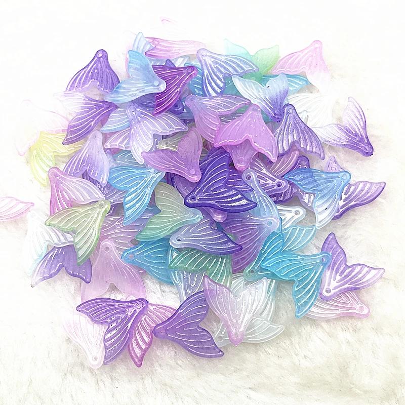 30pcs 20mm Colour AB Acrylic Mermaid Tail Pendant Charms for Jewelry Making Diy Earring Phone Chain Keychain Handmade Accessorie