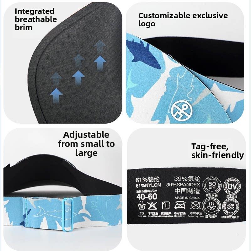 Kids Empty Top Sun Visor 58g UPF50+ Foldable Adjustable Washable for Sports