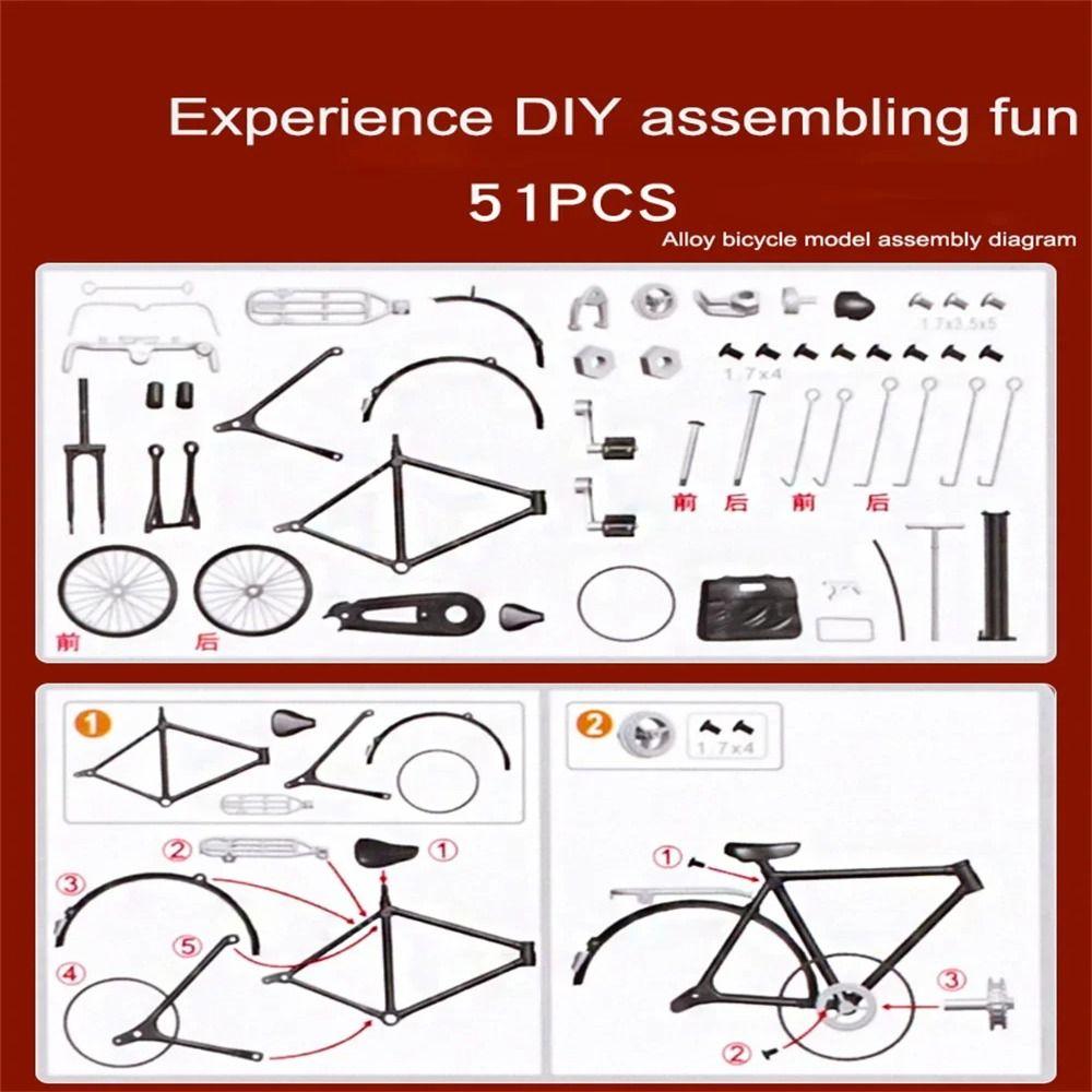 Retro Assembly Bicycle Model Toys DIY Mini 28 Big Bar Bicycle Birthday Gifts