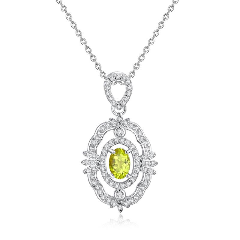 Natural spar pendant s925 sterling silver necklace women's premium elegant collarbone chain daily jewelry gift