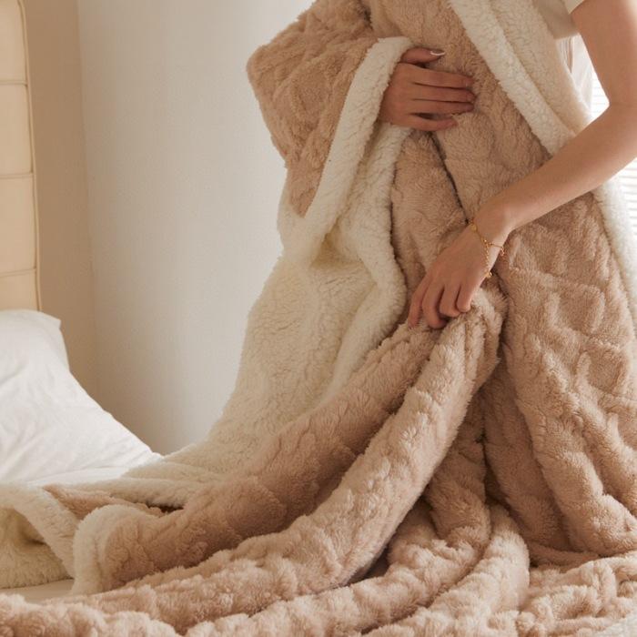 Knit Fleece Sherpa Blanket Customized Weaving Blankets Soft Double Bed Throw Blanket