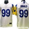 Mens NFL Los Angeles Rams 99 Aaron Donald White Jersey 3D Embroidered Rugby Football Fan Apparel