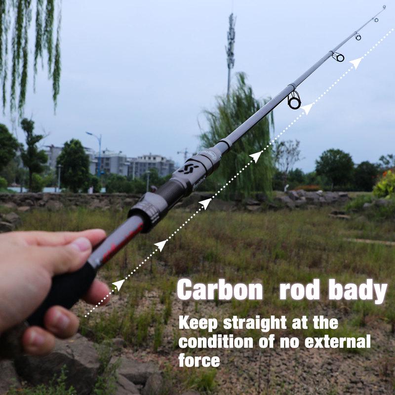 Sougayilang Fishing Rod Carbon Fibber  Metal Telescopic River Lakes Fishing Equipment Practical Tool