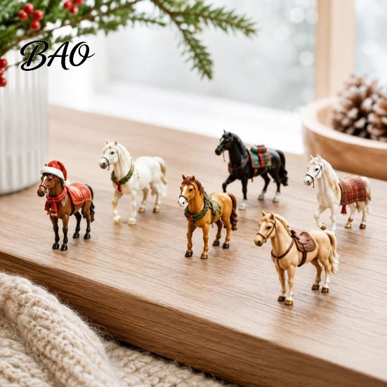 Acrylic Ornament Set Christmas Pony Advent Calendar, 24-Day with Mini Birthday Gifts for Children Horse Figures, Tree Hanging Countdown Decor,