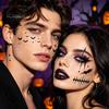Spooky Halloween Party Supplies Makeup Eye Temporary Tattoos, Waterproof Spider Web Bat Eyeliner Scary Face Decals Shadow Tattoo Sticker for