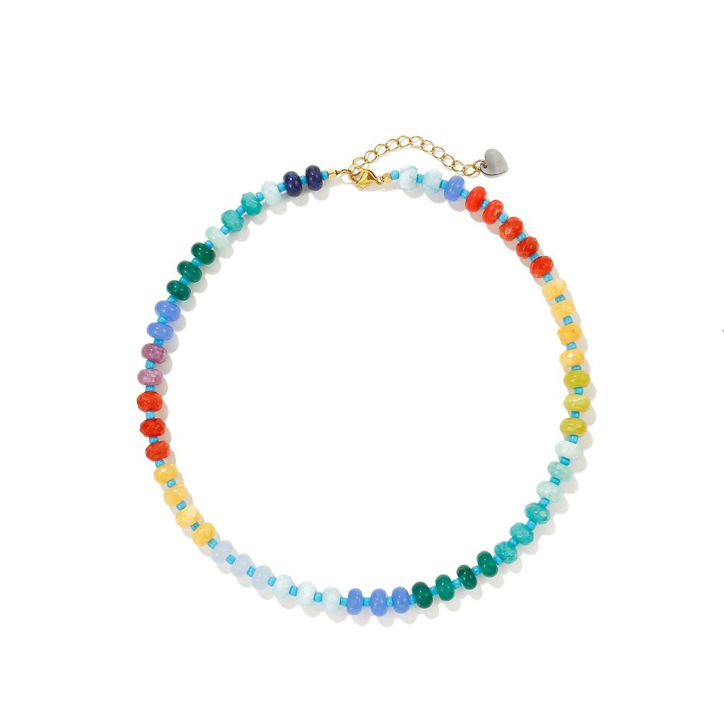 Bohemian Rainbow Natural Stone Beaded Necklace