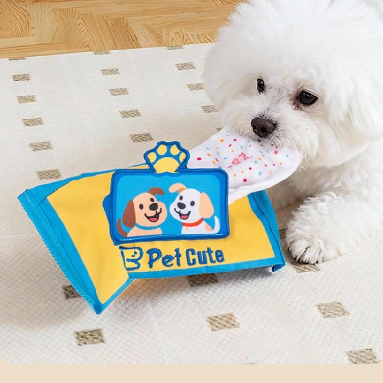 Fun Wet Wipes Treats Feeder Sniffing Training Toy For Dog with Noise Maker And Reward Pouches Enhancing Cognitive Skill