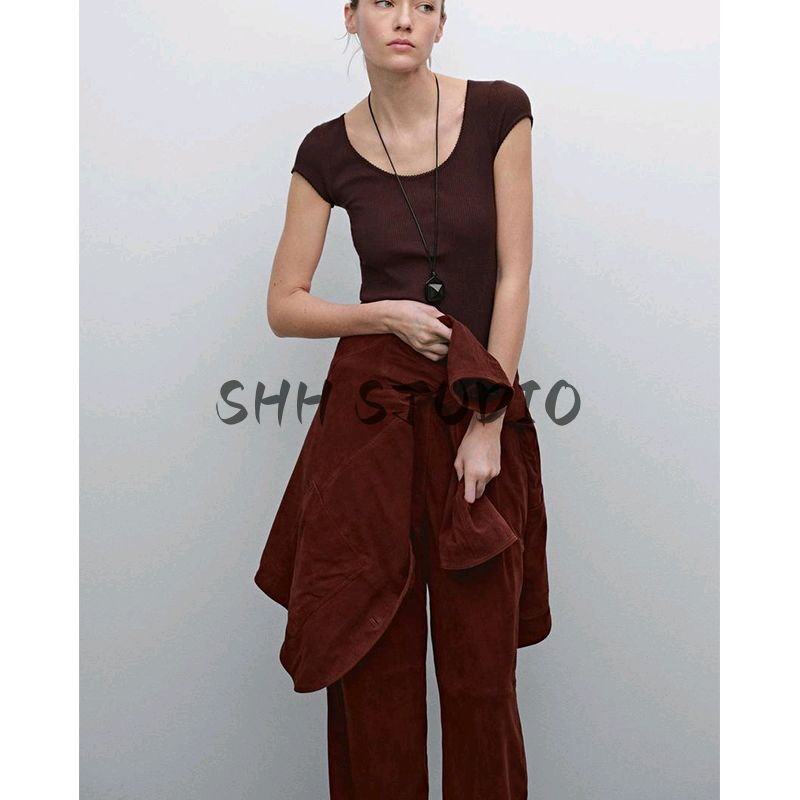 MD Spring/Summer New Arrival Women's Clothing American Casual Minimalist Easiest for Match Lace Trim round Neck Short Sleeve T-shirt Top 6844576