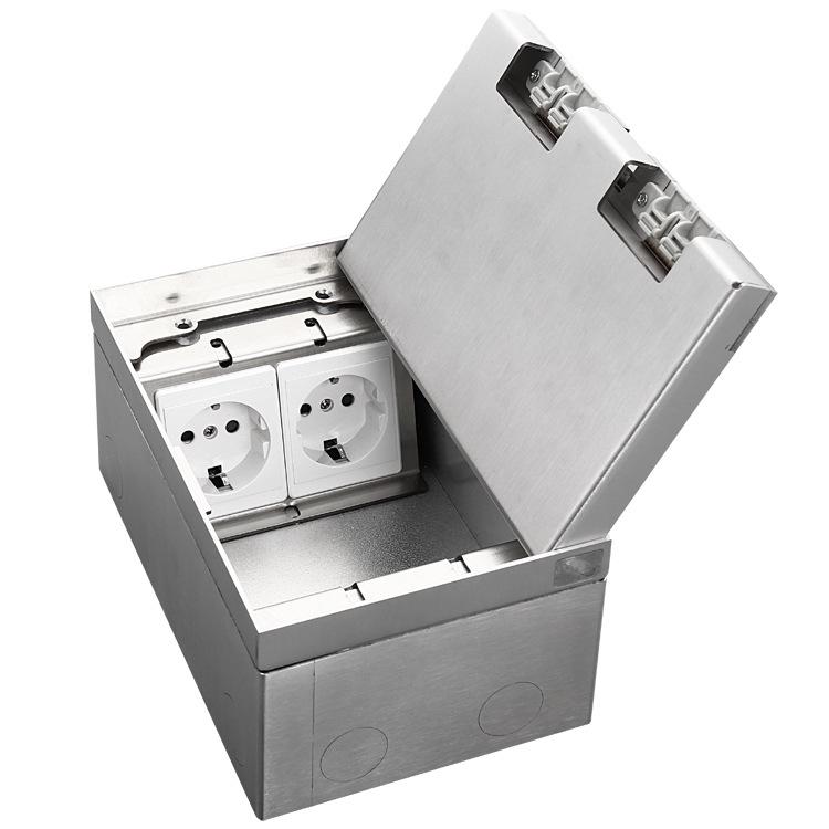 Stainless Steel Euro/German Standard Flush-Mount Floor Socket with USB Fast Charging