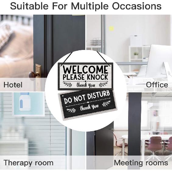 Putuo Decor Welcome Please Knock Office Door Signs, PVC Do Not Disturb Door Hanger Sign, Meeting In Progress Sign For Office Door Therapist