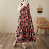 Sleeveless Plus Size Vintage Floral New In Dresses for Women Casual Loose Long Summer Dress