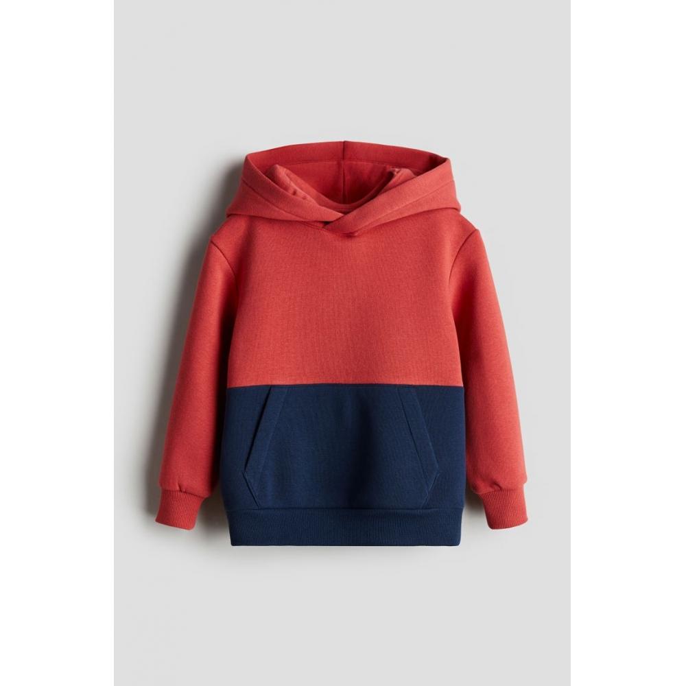 

H M Hoodie ligHt Red Colorblock