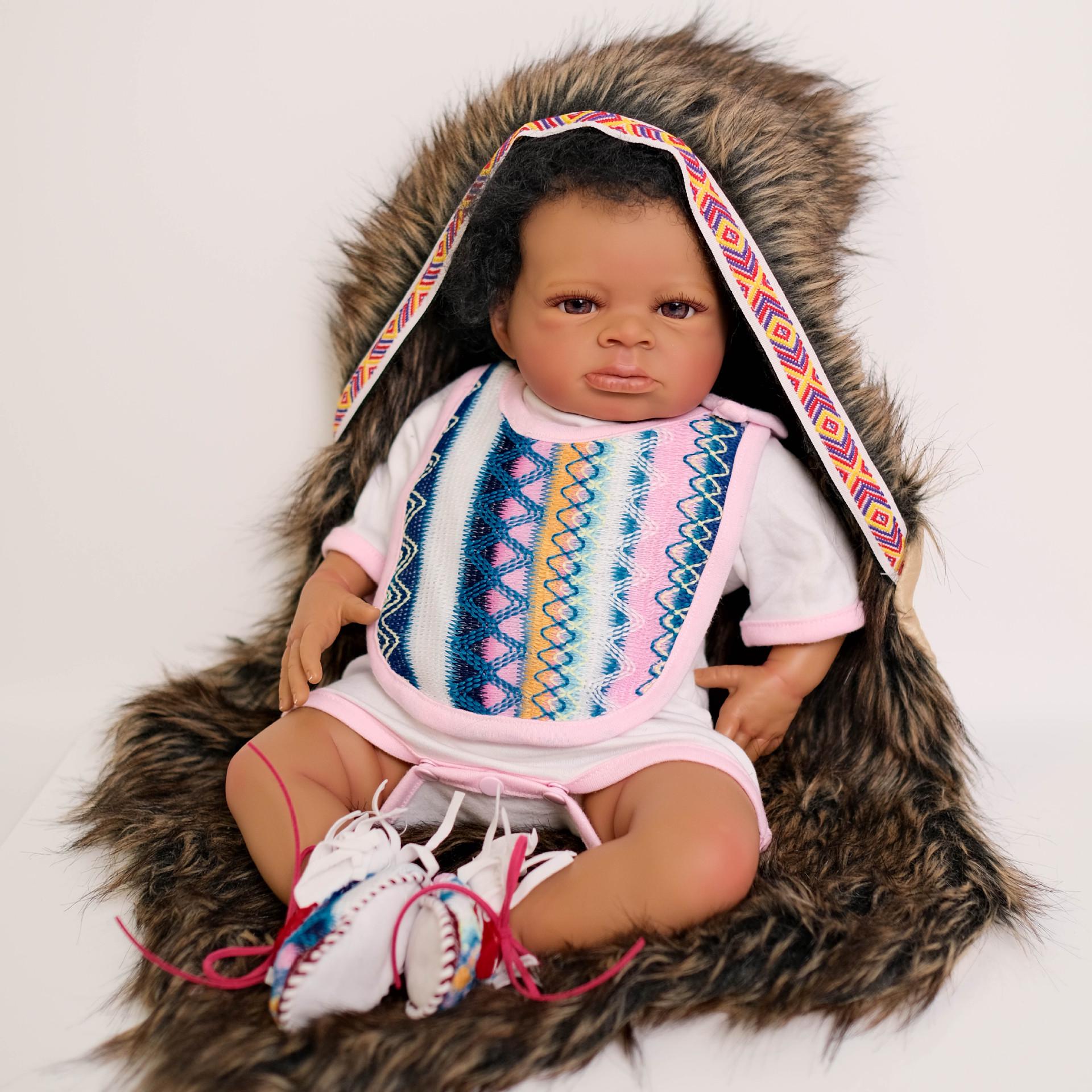 50cm Realistic Black Skin Lanny Indian Doll 50cm Cloth Body Doll