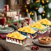 4Pcs Christmas Food Serving Paper Trays Xmas Decoration Desktop Popcorn Snacks Potato Chips Boxes Kids Birthday Party Supplies
