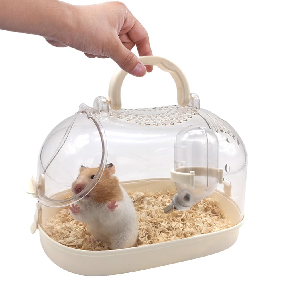 

IYOIYA Hamster Carrier Case, Transparent, Large Size, for Small Animals (Djungarian, Syrian, etc.), for Travel, Trips, Vet Visits (with Water Dispense