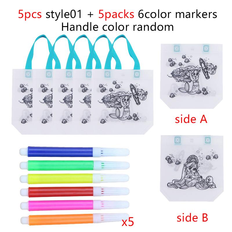 

5pcs Double Sided Graffiti Bag Building Block Markers Early Childhood Education Kids DIY Painting Toys Puzzle Drawing Toys TMZ