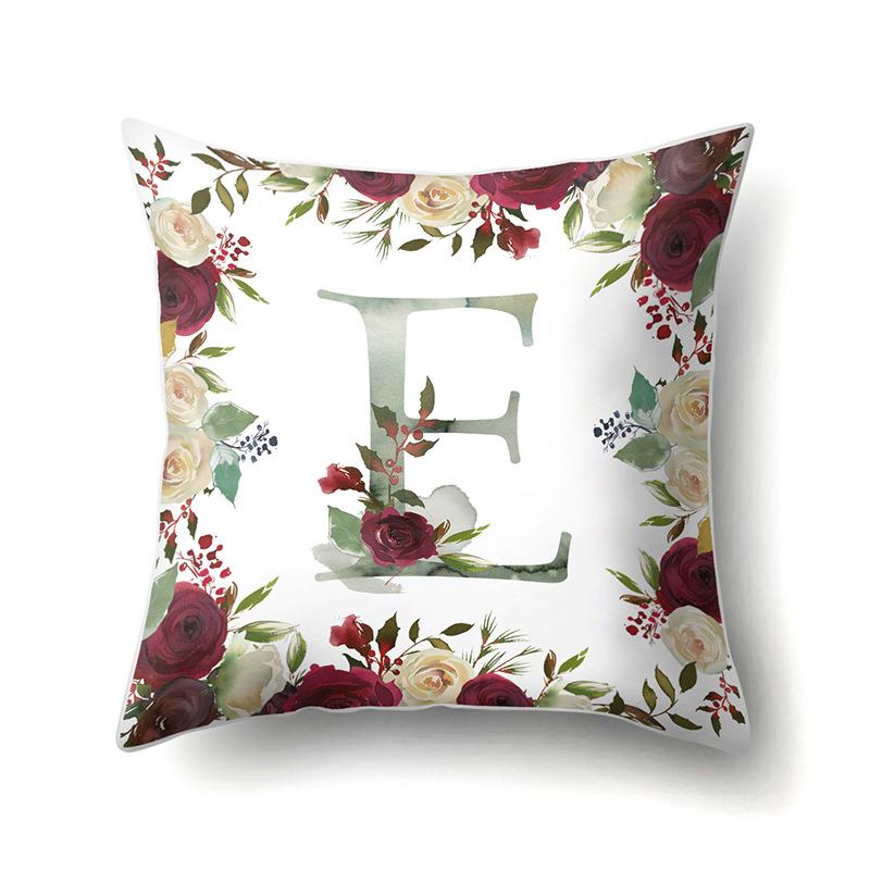 Polyester Pillowcase American Retro Flower Plant 26 English Letter Cushion Cover Car Pillowcase