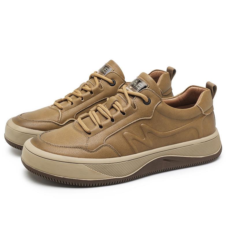Fashion Autumn Winter Leather Platform Board Shoes for Men Designer Soft-soled Man Casual Sneakers Fashion Sports Zapatillas Hombre