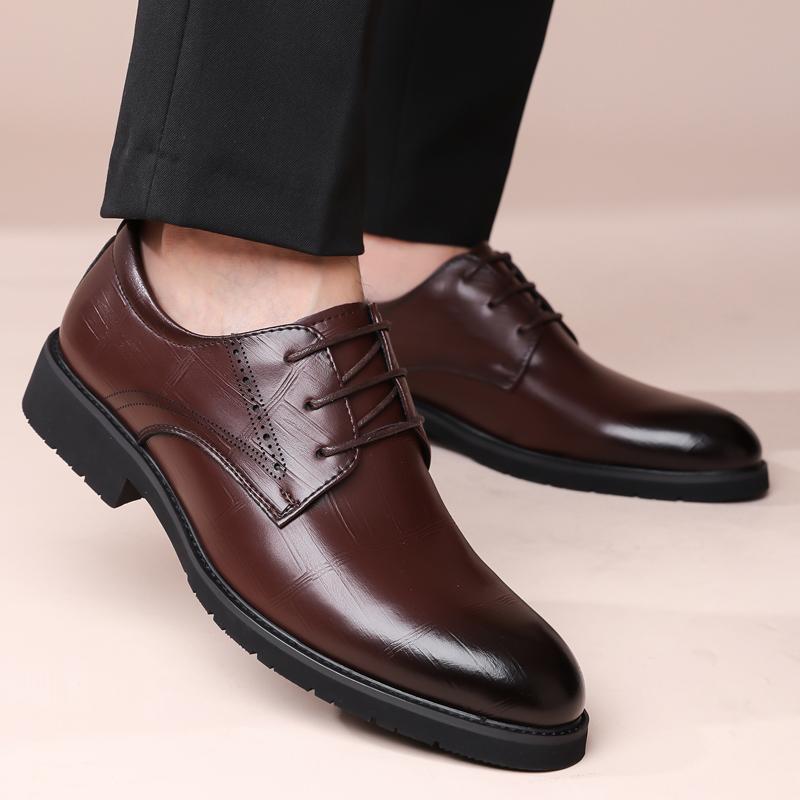 Business Men'S Leather Shoes Classic Gentleman Minimalist Style Adult  Shoes Retro Black Brown Work And Office Suits