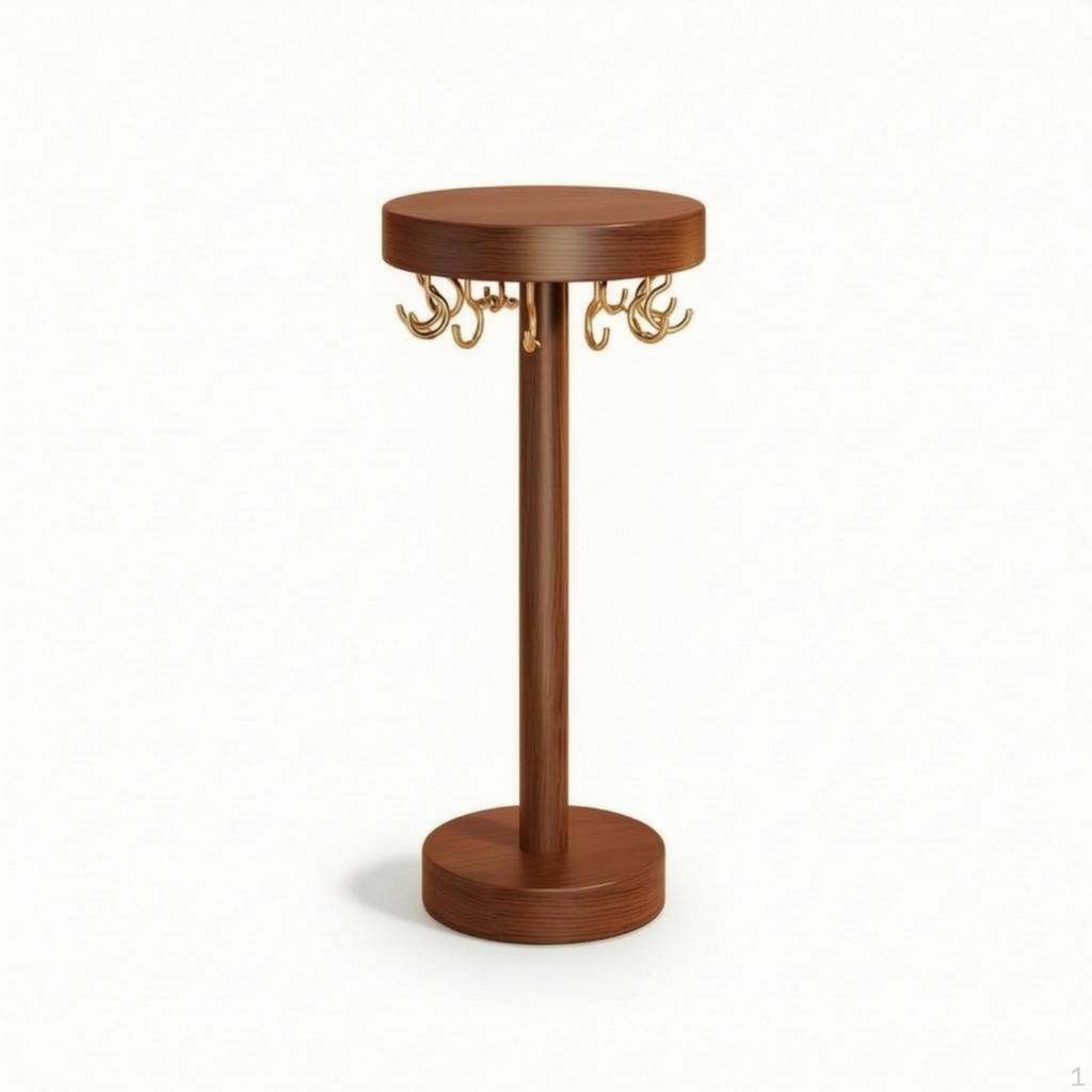Jewelry Display Stand with Wooden Base Tabletop Hooks Freestanding Necklace
