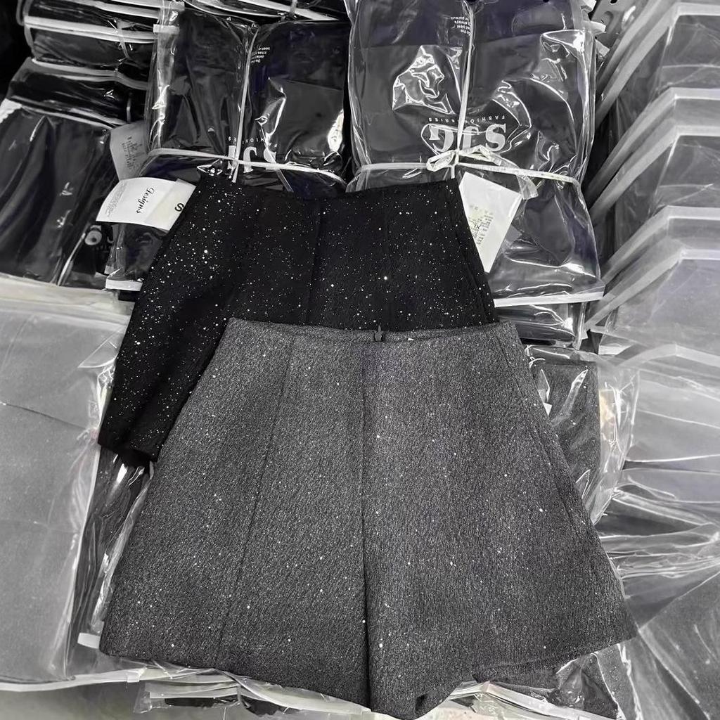 Starry Sky High Waist A-line Woolen Shorts - Plus Size Women's Spring Casual Wide Leg Booty Shorts