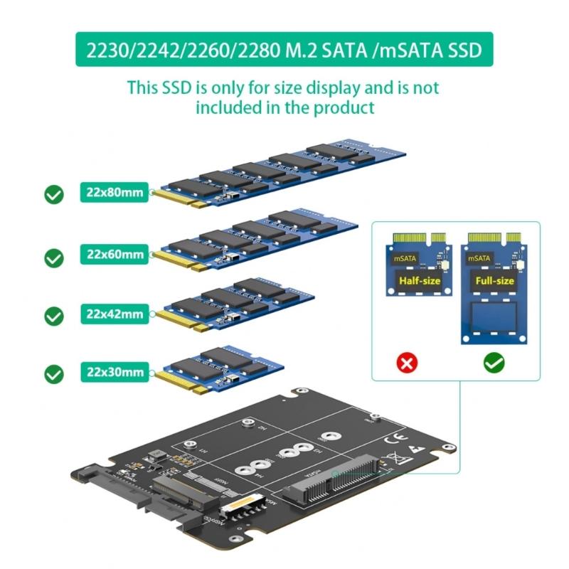 M.2 NGFF Msata SSDs zu SATA3.0 2,5-Zoll M.2 SSDs Konverter Riser-Kartenadapter für 2230 2242 2260 PC-Laptop-Add-On-Karte 6 Gbit/s