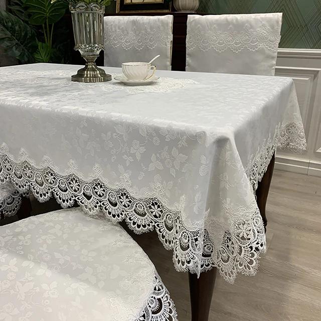Tovaglia Rettangolare Ricamo di Lusso Pizzo Copritavola Rotondo Floreale Elegante Grembiule da Tavola Tovaglia da Pranzo Bandierina da Tavola Asciugamani